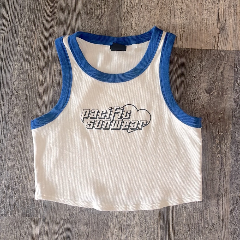 pacsun cropped ribbed tank w/ logo